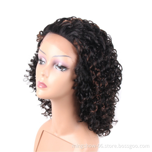 Kinky Curly Synthetic Wig For Black Women Short Wigs High Temperature Fiber black wigs Mixed Brown